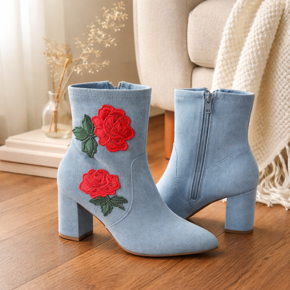 NIB LIVING-21 Embroidered Boho Cottagecore Bootie by Bamboo 4" Heel size 10